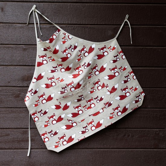 Colourful half-linen kitchen apron "Fox"